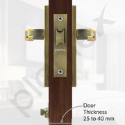 Plantex Heavy Duty Door Lock ÃƒÂ¢Ã¢â€šÂ¬Ã¢â‚¬Å“ Bathroom Door Lock/Mortise 8inch Keyless Plate Handle Set for Home/Bathroom/Store Room/Balcony/Office with Baby Latch (8064, Brass Antique & PVD Gold)