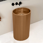 Plantex Stainless Steel Pedestal Wash Basin/Free Standing Round Basin for Bathroom/living Room/Hotel (15 x 15 x 34 Inch - Rose Gold)