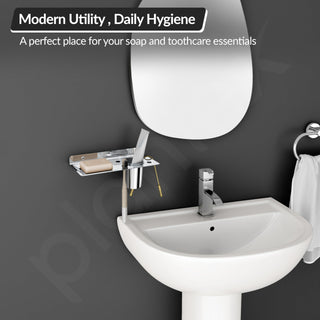 Plantex Platinum Stainless Steel Soap Dish with Tumbler Holder/Soap Holder/Bathroom Accessories - (Chrome)