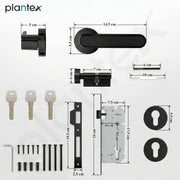 Plantex Door Lock Set with Keys/Mortise Door Lock for Home/Office/Hotel - Pack of 1 (OHMH-21, Z-Black & PVD Black)