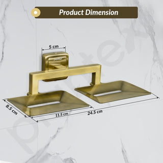 Plantex 304 Grade Stainless Steel Dual Soap Holder for Bathroom/Soap Dish/Soap Stand/Bathroom Accesories - Decan (Brass Antique)