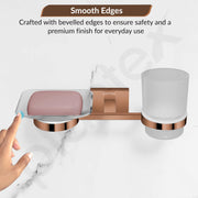 Plantex 304 Stainless Steel Benz Soap and Brush Holder Stand for Bathroom and Wash Basin - Bathroom Accessories (Rose Gold)