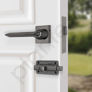 Plantex Premium Heavy-Duty Mortise Door Lock Handle Set for Bathroom/Store Room/Balcony/Office with Baby Latch and Push-Pull Handle - Weatherproof and Keyless (Satin Black-Matt) - Pack of 1