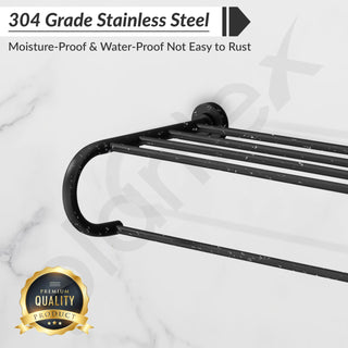 Plantex 304 Grade Stainless Steel 24 inch Towel Rack for Bathroom/Towel Stand/Hanger/Bathroom Accessories - Daizy (Black)
