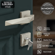 Plantex Mortise Door Lock for Home/Main Door Lock Set/Mortice Lock Set with Brass Lock Body & Cylinder (7129, Satin White)