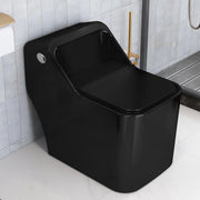 Plantex Imported Platinum Ceramic Western Commode/Western Toilet/Rimless Siphonic One Piece Commode with Soft Close Toilet Seat Cover - S Trap Outlet (Black)