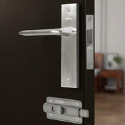 Plantex Heavy Duty Door Lock ÃƒÂ¢Ã¢â€šÂ¬Ã¢â‚¬Å“ Bathroom Door Lock/Mortise 8inch Keyless Plate Handle Set for Home/Bathroom/Store Room/Balcony/Office with Baby Latch (8105, Matt)