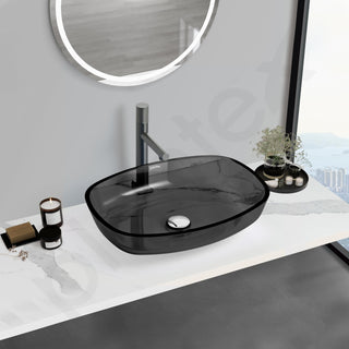 Plantex Matt Basin For Bathroom/Glass Tabletop Wash Basin/Luxury Countertop Basin For Home/Office (21 X 16 X 4 Inch - Black)