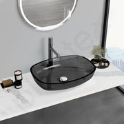 Plantex Matt Basin For Bathroom/Glass Tabletop Wash Basin/Luxury Countertop Basin For Home/Office (21 X 16 X 4 Inch - Black)