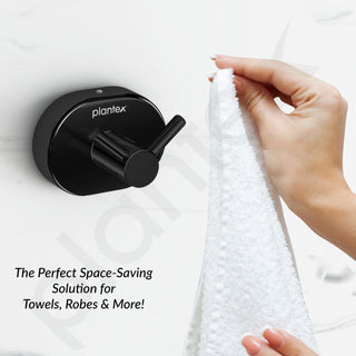 Plantex J4 Stainless Steel Clothes Hanger for Wall/Hangers for Bathroom/Robe Hook/Bathroom Accessories (PVD Black Finish) Onix