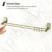 Plantex 304 Grade Stainless Steel 24 inch Dual Towel Rod/Towel Holder/Towel Hanger/Bathroom Accessories - Crystal (Brass Antique)