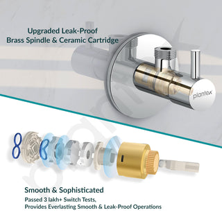 Plantex ICO-905 Pure Brass Angle Valve for Bathroom with Teflon Tape and Brass Wall Flange/Angular Stop cock for Wash basin and Health Faucet - Pack of 8 (Chrome)