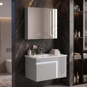 Plantex Wall Mount Vanity Cabinet with Washbasin and Mirror/Rectangular Basin with Cabinet for Bathroom - (Lunovia - 800, Grey)