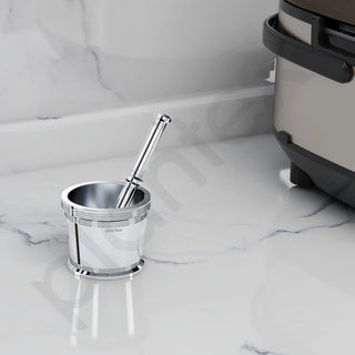 Plantex Heavy Stainless Steel/Mortar & Pestle Set/Spice Mixer/Khalbatta/Khal/Okli for Kitchen - Size 1(Dia: 6.75, H: 5.75 cm)