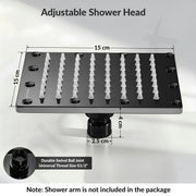 Plantex Stainless Steel Overhead Shower 6 x 6 inch with Water-Saving Technology/High pressure Rain Shower Head without Arm/Bathroom Shower -(Sandwich-PVD Black)