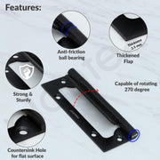Plantex Butterfly Hinges for Door/Stainless Steel Door Hinges/5 Inch x 14 Gauge Hinge/2.5 mm Hinges for Home/Office/Hotel/Non-Mortise Hinge - Pack of 6 (Black)