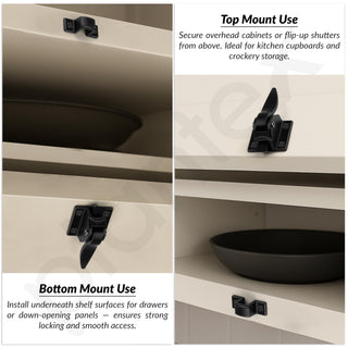 Plantex Cabinet Latch – Heavy-Duty Hatch Case Bolt for Storage Units, Toolboxes, Kitchen Cabinets & Cupboards - Pack of 2 (Black)