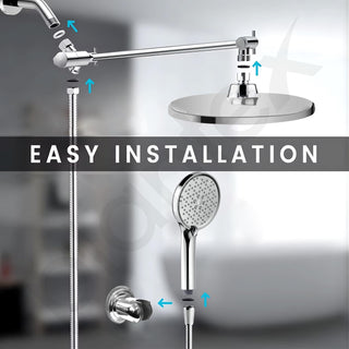 Plantex shower for bathroom full set with 3-Mode Hand Shower/304 Stainless Steel Flexible Hose Pipe & Hand Shower Holder-Chrome