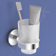 Plantex Smero Pure Brass ToothBrush and Paste Holder/Tumbler Holder/Toothpaste Holder/Bathroom Accessories - Circle (Chrome)