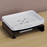 Plantex Single Soap Dish/Stainless Steel and ABS Soap Dish for Bathroom/Soap Stand/Holder/Bathroom Accessories - (Black & White)