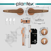 Plantex Premium Door Lock with 3 Years of Warranty by plantex/Main Door Locks for Home/Mortise Lock Set for Door (PVD Rose Gold & Wood Finish)