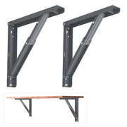 Plantex Heavy Duty 16 Inch Foldable Table Bracket/GI Steel Multipurpose Shelf Bracket/Space Saving Wall Bracket/Folding Bracket for Home & Office - Pair of 1 (Grey)