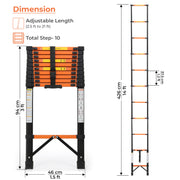 Plantex 4.3m (14.10 ft.) Telescopic Ladder/Carbon Steel 11-Steps Portable & Compact Ladder/Foldable Multipurpose Collapsible Ladder for Home & Outdoor Use - (Orange)