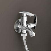 Plantex Two Way Tap for Washing Machine with Water Saving Aerator/2 in 1 Bibcock Water Tap for Bathroom with Brass Spindle and Wall Flange/Bathroom Tap-(SMR-1265-Chrome)