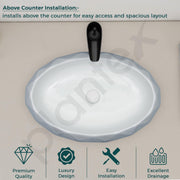 Plantex Table Top Wash Basin For Bathroom/Designer Ceramic Basin/Countertop Vessel Sink Basin - Indo-European Collection (24x 16 x 5 Inch)
