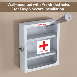 Plantex GI Steel First Aid Box Empty/Medicine Box for Home/Emergency Medical Box for Medicine Storage for School, Office, Factories with Multi Compartments & Clip Lock - Wall Mountable (White)