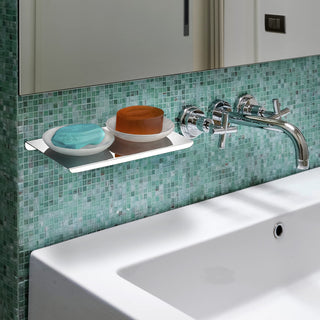 Plantex Stainless Steel and Glass Double Soap Dish Stand for Bathroom/Soap Holder/Bathroom Accessories - Wall Mounted (Chrome)