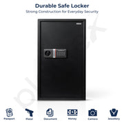 Plantex 106 Ltr. Safe Locker For Home/Digital Locker/Electronic Safety Locker with Master & User Dual Code Access with Emergency Key/2 Years Warranty By Plantex (Black)