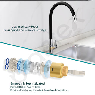 Plantex Pure Brass Kitchen Sink Tap Flexible/Kitchen Taps for Home Sink with Water Saving Nozzle/Kitchen Faucet -(LEA-712B)