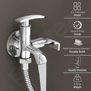 Plantex Two Way Tap for Washing Machine with Water Saving Aerator/2 in 1 Bibcock Water Tap for Bathroom with Brass Spindle and Wall Flange/Bathroom Tap-(SMR-1265-Chrome)