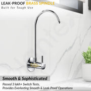 Plantex RO Water Purifier Tap for Kitchen Sink//Drinking Water Tap/Brass 360° Rotatable Wall Mount RO Faucet/Heavy Duty Brass RO Tap for All RO Water Purifiers - Chrome (RO-017)