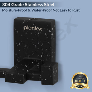 Plantex 304 Grade Stainless Steel Hooks for Hanging Clothes/Robe Hooks for Bathroom/Cloth Hanger for Wall - Black (Senso)