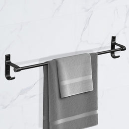 Plantex Aluminium Single Towel Rod for Bathroom/Towel Rack/Bathroom Towel Holder/Towel Stand with Hooks/Bathroom Accessories (24 inch - Black)
