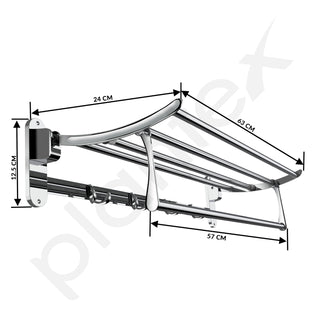 Plantex Folding Towel Rack for Bathroom/24 Inch Stainless Steel Towel Hanger/Towel Stand/Towel Rod/Bathroom Accessories - Pack of 3 (Chrome)