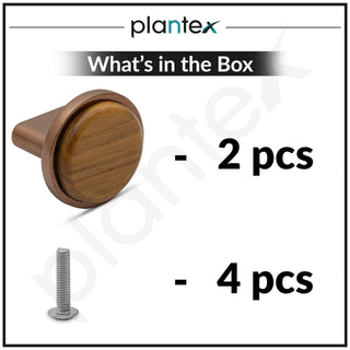 Plantex Knobs for Drawer/Round Drawer Knobs/Knobs for Cabinets/Pull-Push Knobs for Kitchen/Bedroom Drawer - Pack of 2 (Small, Rose Gold & Wood)