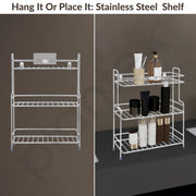 Plantex Self Adhesive Stainless Steel Bathroom Shelf/Multipurpose Organizer/Kitchen Rack and Shelf/Bathroom Stand (Chrome-Silver)