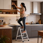 Plantex 3 Step Ladder for Home Use/Wide Anti-Slip Heavy-Duty Step Stool/Lightweight Kitchen Ladder 3 Step (White)