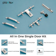 Plantex Stainless Steel Door Kit for Single Door/Door Hardware/Door Accessories (10 inch Al-Drop,8 inch Latch, 7 inch 2 Handles,7 inch Tower Bolt and 4 inch Door Stopper) - (DMAL-02-Combi)