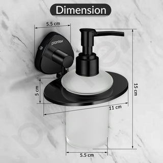 Plantex J4 Stainless Steel Liquid Soap Dispenser/Shampoo Dispenser for Wash Basin/Hand Wash Dispenser Wall Mounted/Bathroom Accessories (PVD Black Finish) Angel