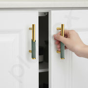 Plantex Stainless Steel & Aluminium Cabinet Handle/96mm Wardrobe Door Handle/Cupboard Pull-Push Handles for Home/Office - Pack of 1 (Green & Gold)