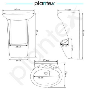 Plantex Wudu Basin/Ceramic Ablution with Leg Wash/Premium One Piece Basin/Free Standing Pedestal Basin for Bathroom (34x24x18 inch - White)