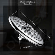 Plantex Abs Shower Head For Bathroom/8 Different Modes Shower Head/Overhead Shower Without Arm/Rain Shower Head For Bathroom - (Chrome)