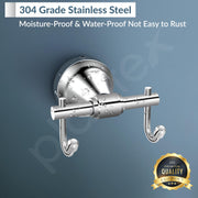 Plantex 304 Grade Stainless Steel Robe Hook/Cloth Hanger/Robe Hooks for Bathroom/Wall Hanging/Bathroom Accessories - Chrome (Niko)
