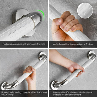 Plantex Non-Slip Toilet Support for Elderly People/304 Grade Stainless Steel Balance Support Grab Bar for Bathroom - Pack of 1 (Chrome & White)