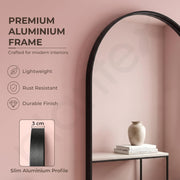 Plantex Aluminium Frame Mirror for Bathroom/Wall Mount Capsule Mirror for Bedroom/Dressing Room/Living Room/Entryway - (Black, 18x30 Inch)