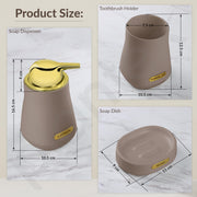 Plantex Ceramic Bathroom Set - Soap Holder for Bathroom/Liquid Soap Dispenser/Tumbler Holder/Toothbrush Holder/Handwash Dispenser - 3 Pcs Set